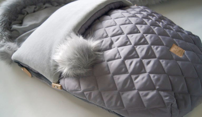 grey-zimowy śpiworek do gondoli z futerkiem
