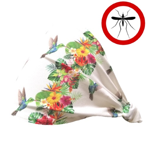 opaska z gumką na głowę, bambusowa przeciw komarom, wzór o raju kolibry