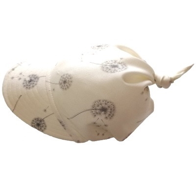 bambusowa chustka z daszkiem na głowę dla dziecka do 6 lat, wiązana, wzór dmuchawce enjoy, lela blanc