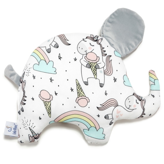 bambusowa poduszka niemowlęca do wózka, wzór My baby unicorn - jednorożce, lela blanc