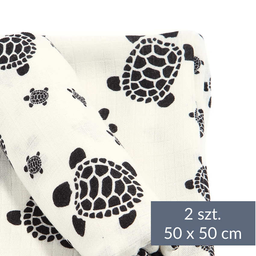 2-pack pieluszek bambusowych 50x50 cm we wzorze w żółwiki